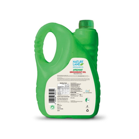 Natureland Cold Pressed Organic Groundnut Oil|5 l, 5 ltr