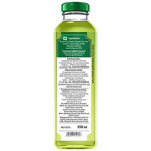Goodricke Organic Darjeeling Iced Green Tea - Zesty Lemon, With Real Tea Leaves, For Healthy Refreshment|350 ml