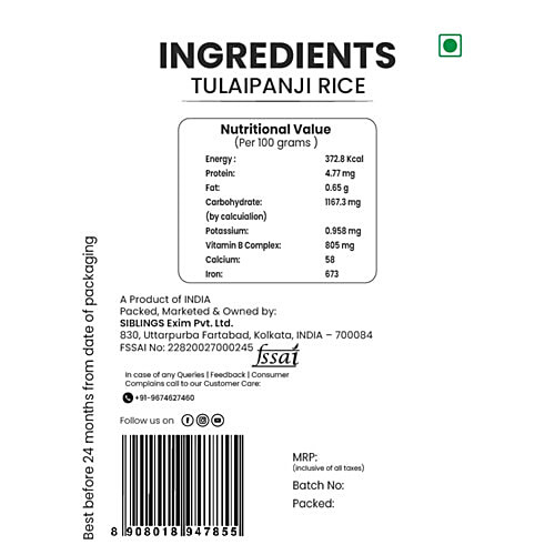 Jolkhabar Tulaipanji Rice - Organic, Premium & Aromatic|1 kg