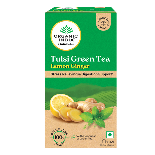 Organic India Combo Green Tea Lemon Ginger & Moringa Powder|25 teabags