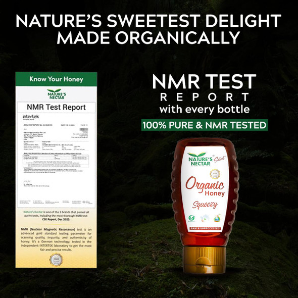 Nature's Nectar Raw Organic Honey 500g Squeezy | 100% Pure NMR Tested | Raw and Unprocessed
