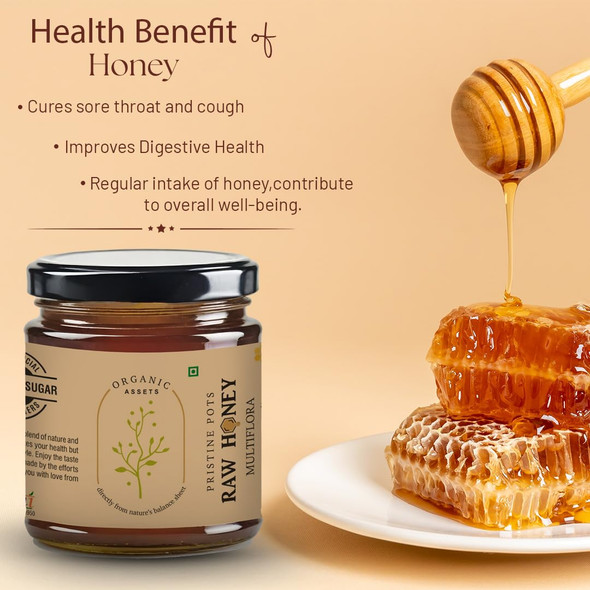 Organic Assets Pure Natural Multiflora Honey 250 gm | Raw, Unprocessed & Rich in Nutrients | Perfect for Daily Wellness