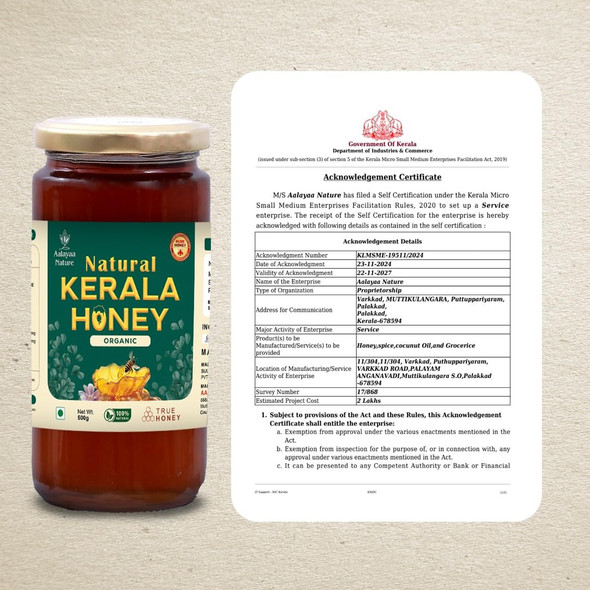 NO.1 Natural Kerala Honey, Organic, 500g,Pure Honey 100% Trusted Honey,NO added sugar,HONEY