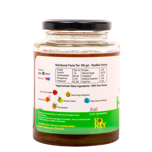 RawBee Honey Unprocessed Raw Honey- 250gm 100% Pure Organic Honey Unfiltered Unpasteurized (Forest, 250gm)