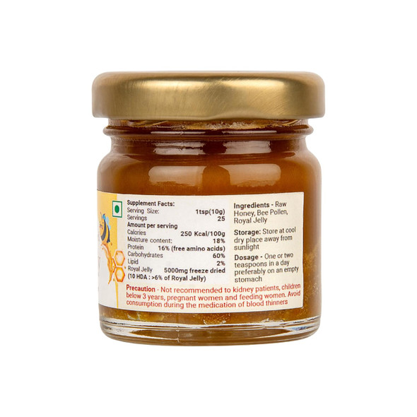 Shiva Organic Honey With Bee pollen Enriched Royal Jelly 5000mg Natural Dietary Supplement (50 g)