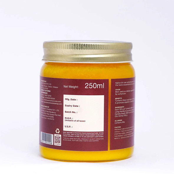 TWO BROTHERS ORGANIC FARMS Turmeric Ghee|250 ml