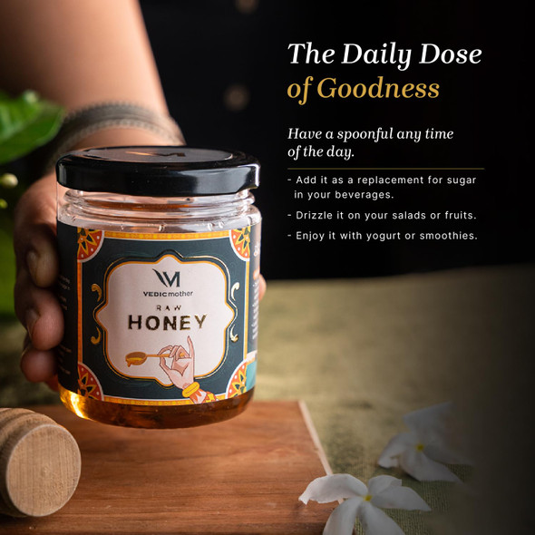 VEDIC MOTHER Raw Organic Honey (600 gm) 100% Pure & Natural - Original Shad Unprocessed Unfiltered Unpasteurised | Rich In Vitamins & Minerals, Immunity Booster - Sugar Free Honey Face, Baby/Kids