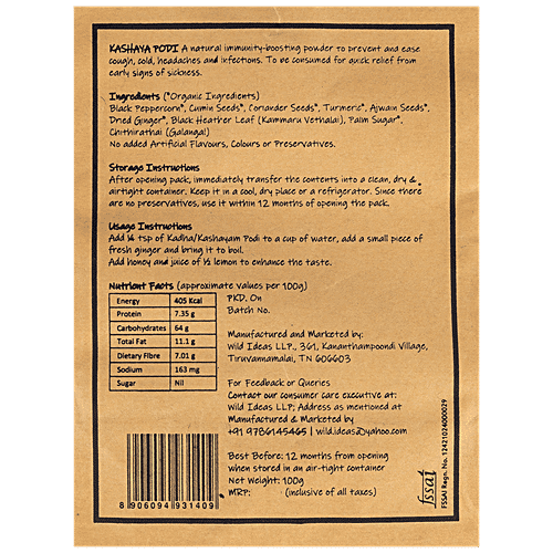 Wild Ideas Balance - Kashaya Podi/Powder - Organic, Boosts Immunity, Relieves Cough, Cold|100 g