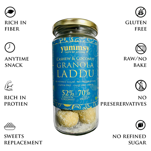 Yummsy Granola Laddu - Cashew & Coconut | 1.41 Oz