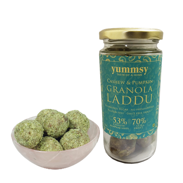 Yummsy Granola Laddu - Cashew & Pumpkin Seeds | 7.05 Oz | 0.44 lbs