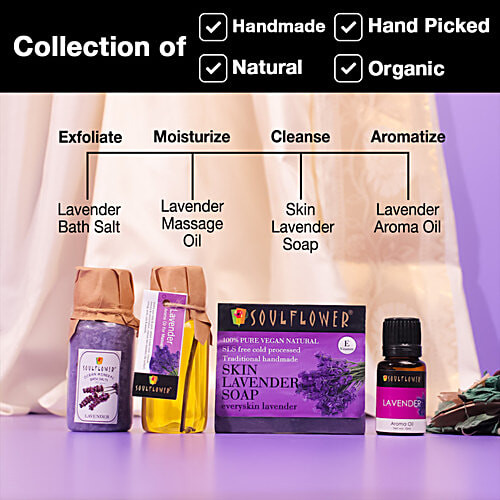 Soulflower Diwalis Day Beauty Gift Box Lavender Try Me Gift Pack For Men Women, 100% Natural Organic|5 pcs