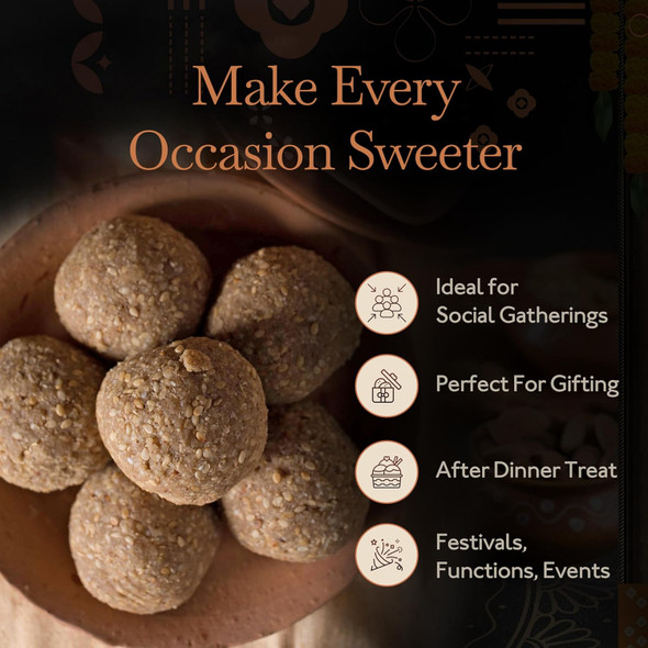 Almond House Till Laddu | Sesame Jaggery Laddu | Nutritious | Grandma's recipe | No Processed Sugar No Artificial Flavor & No added colours | Healthy Snack | Gluten Free | Perfect For Gifting | 250 gm