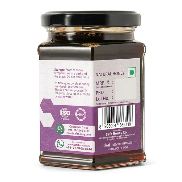 Safa Raw Jamun Honey | Organic Honey Raw Unprocessed Honey | 100% Pure Natural Honey | Support Blood Sugar Level and Anti-Aging | Raw Unpasteurized for Maximum Potency 350g