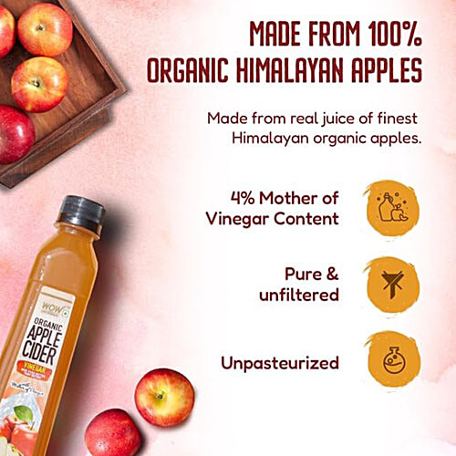 WOW Life Science Organic Apple Cider Vinegar - Raw, Unfiltered & Unpasteurised, Boosts Immunity|750 ml