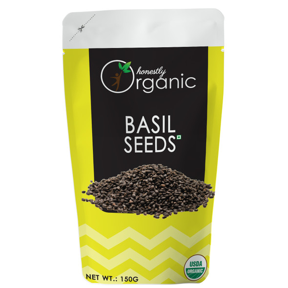 D-Alive | Honeslty Organic Basil Seeds - 150g - Packed In Eco Friendly Paper Pouch | 5.29 Oz | 0.33 lbs