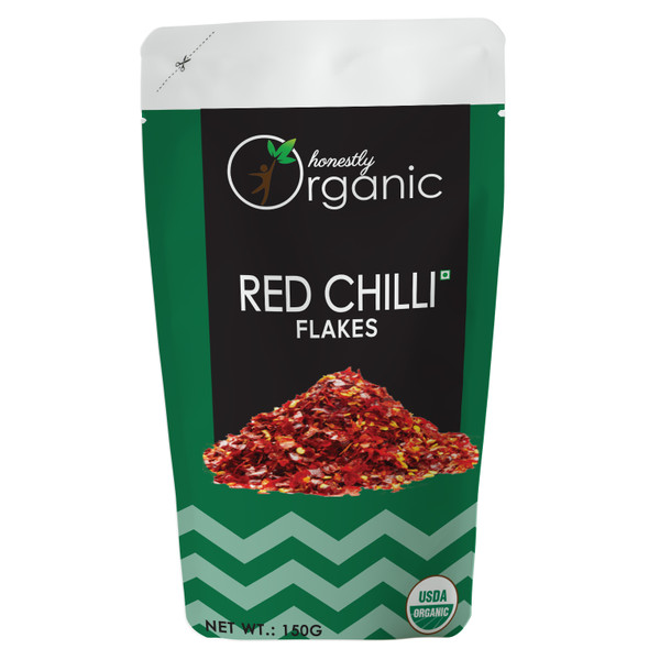 D-Alive | Honeslty Organic Dried Red Chilli Flakes - 150g - Packed In Eco Friendly Paper Pouch | 5.29 Oz | 0.33 lbs
