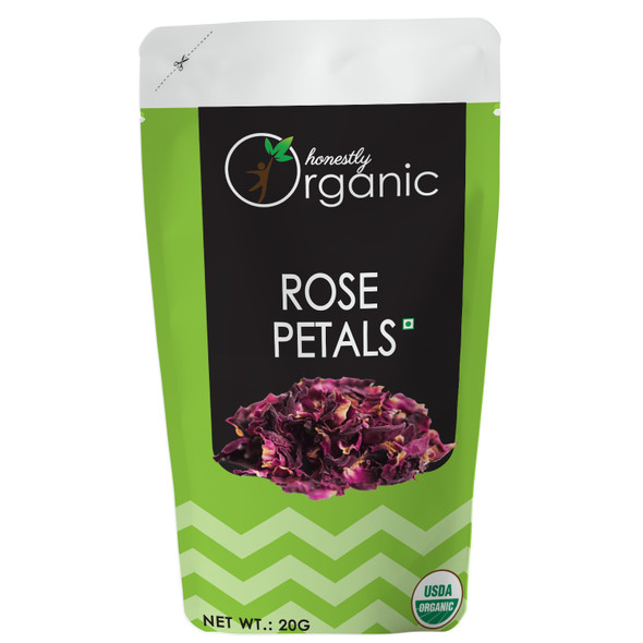 D-Alive | Honeslty Organic Rose Petals - 20g - Packed In Eco Friendly Paper Pouch | 0.71 Oz