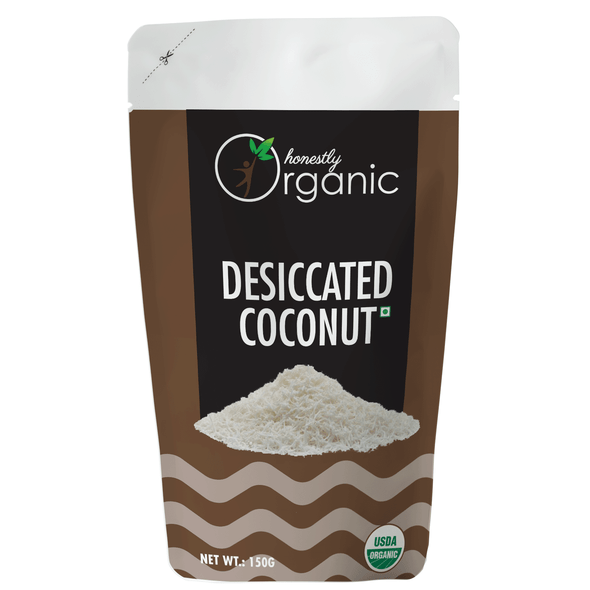 D-Alive | Honestly Organic Desicated coconut - 200g -Packed In Eco Friendly Paper Pouch | 5.29 Oz | 0.33 lbs