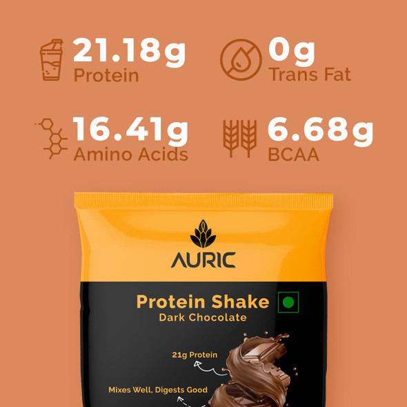 Auric | Vegan Protein Powder for Men & Women (Dark Chocolate Flavor) 8 Sachet | 10.44 Oz | 0.65 lbs