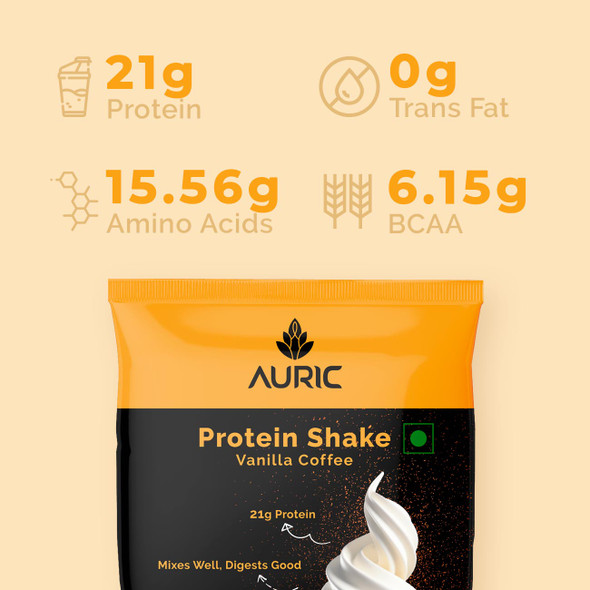 Auric | Vegan Protein Powder for Men & Women (Vanilla Coffee Flavor) 8 Sachet | 11.01 Oz | 0.69 lbs