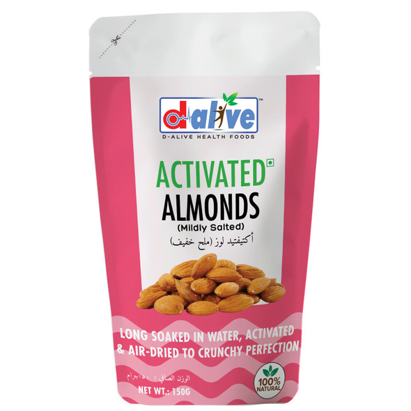 Activated  Almonds - Mildly Salted (100% Fresh & Natural, Long Soaked & Air Dried to Crunchy Perfection)  | By D-Alive | For USA | 5.29 Oz | 0.33 lbs