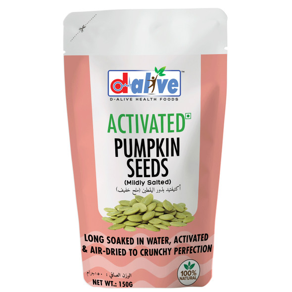 Activated  Pumpkin Seeds - Mildly Salted (100% Fresh & Natural, Long Soaked & Air Dried to Crunchy Perfection)  | By D-Alive | For USA | 5.29 Oz | 0.33 lbs