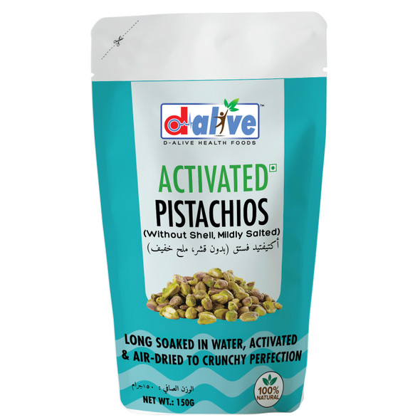 Activated California Pistachios - Mildly Salted (100% Fresh & Natural, Long Soaked & Air Dried to Crunchy Perfection)  | By D-Alive | For USA | 5.29 Oz | 0.33 lbs