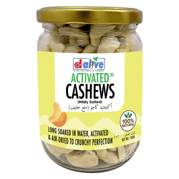 Activated  Cashews - Mildly Salted (100% Fresh & Natural, Long Soaked & Air Dried to Crunchy Perfection)  | By D-Alive | For USA | 10.58 Oz | 0.66 lbs