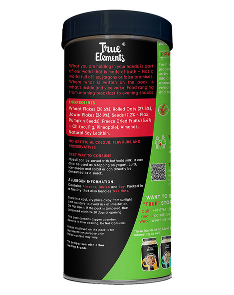 No Added Sugar Muesli 400gm | By True Elements  | For USA |  14.11 Oz | 0.88 lbs