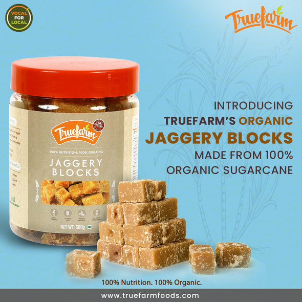 Organic Jaggery Blocks 500g | True Farm Foods | For USA | 17.64 Oz | 1.1 lbs