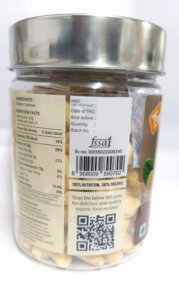 Truefarm Organic Roasted Cashews 250g | True Farm Foods | For USA | 8.82 Oz | 0.55 lbs