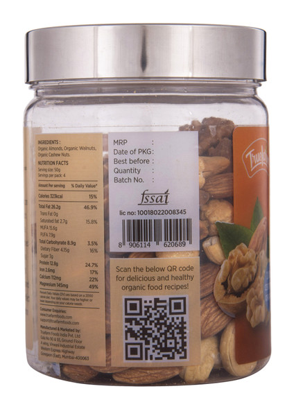 Organic Roasted Mixed Nuts (250g) | True Farm Foods | For USA | 8.82 Oz | 0.55 lbs