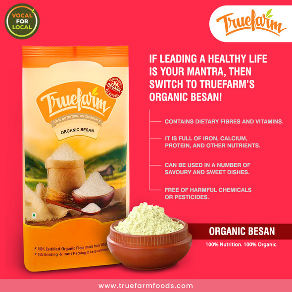 Organic Besan (750g) | True Farm Foods | For USA | 26.46 Oz | 1.65 lbs