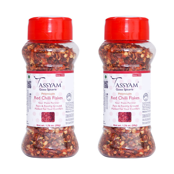 Red Chili Flakes 100g (2x 50g) Dispenser Bottles | By Gusto1940 | For USA | 3.53 Oz | 0.22 lbs