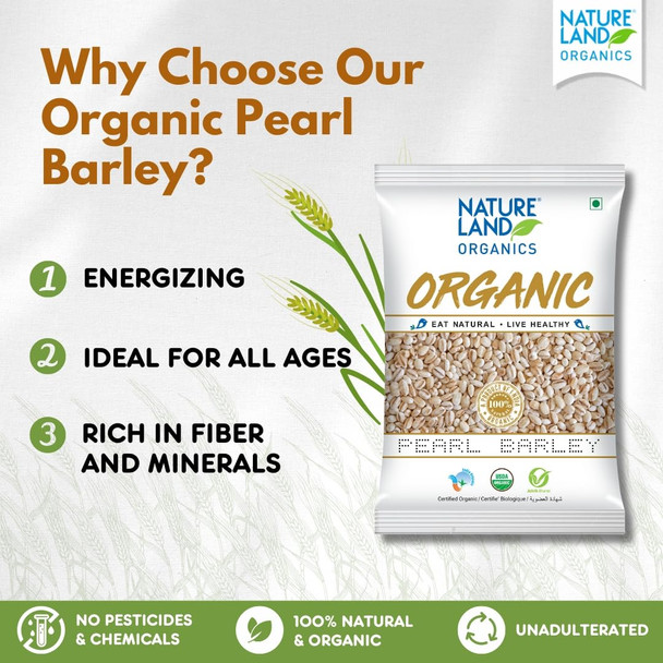 Natureland Organics Pearl Barley|2500gm|6.08 lbs
