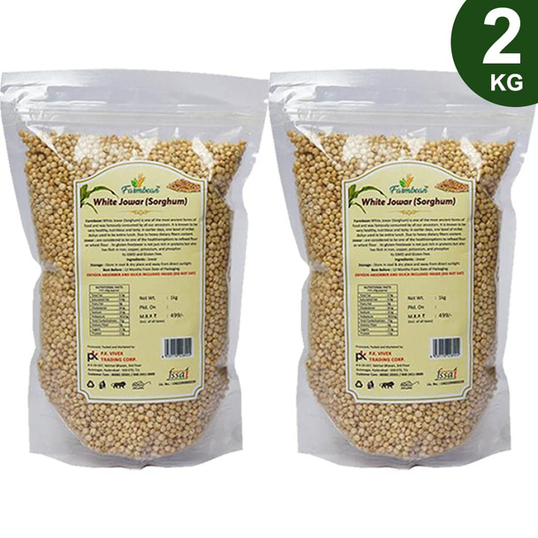 Raw Sorghum/White Jowar Seeds for Eating, Healthy Unroasted Sorghum/White Jowar, Raw and Unsalted|2000gm|4.86 lbs
