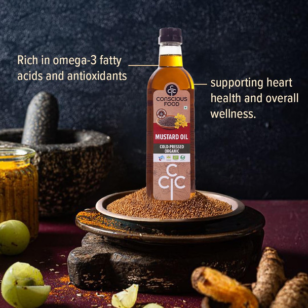 Conscious Food Organic Cold Pressed Black Mustard Oil|1 L