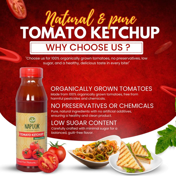NAPUOR Organic Tomato Ketchup|380gm|13.4 Oz