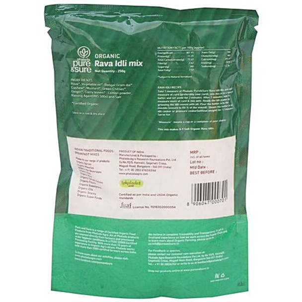 Phalada Pure & Sure Organic Rava Idli Mix|250 g