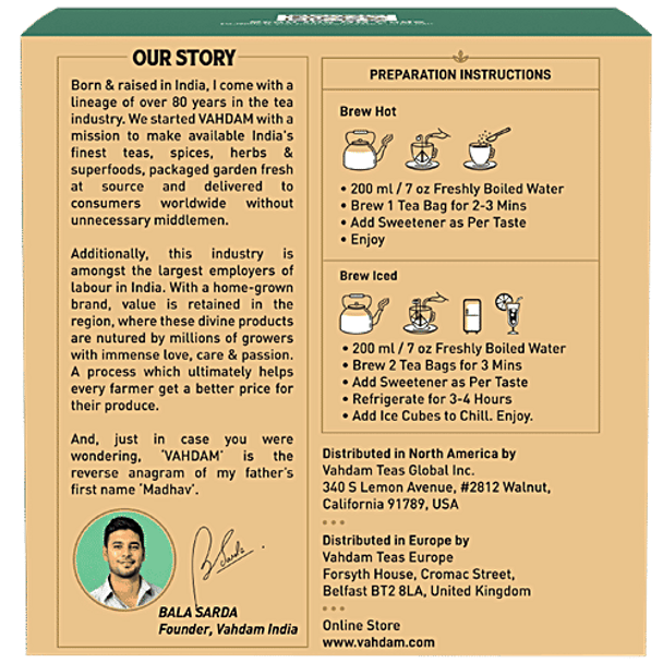 Vahdam Organic Ginger Mint Green Tea Bags - Antioxidant Rich & Relaxing Detox Tea|30 g