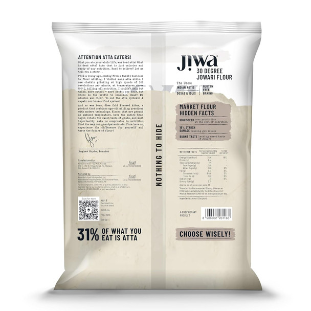 JIWA healthy by nature Organic Jowar Flour|1000gm|2.43 lbs