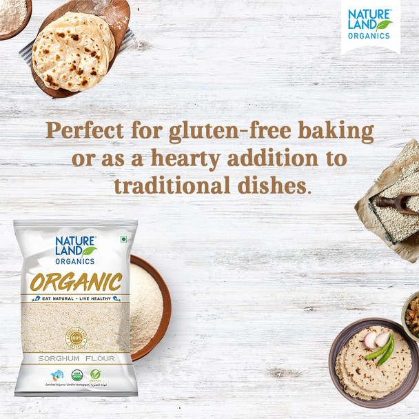 Natureland Organics Sorghum / Jowar Flour|500gm|1.22 lbs