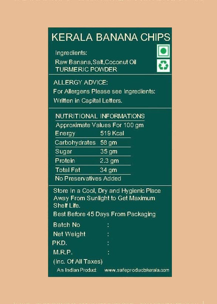 Safe Products Banana Chips|1 kg|2.43 lbs