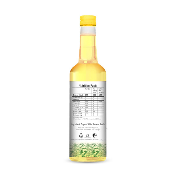 Natureland Organics White Sesame/Til Oil - Cold Pressed|1 L
