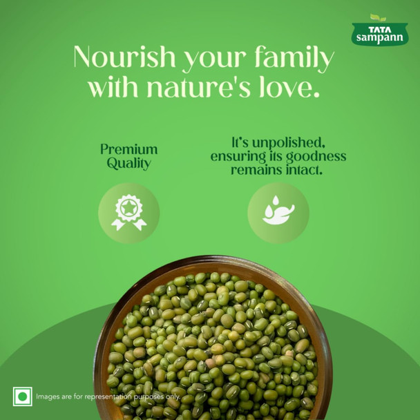 Tata Sampann Unpolished Green Moong Dal (Whole)|500gm|1.22 lbs