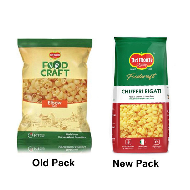 Del Monte Foodcraft Chifferi Rigate (Elbow) Pasta (100% Durum Wheat - No Maida)|1000gm|2.43 lbs
