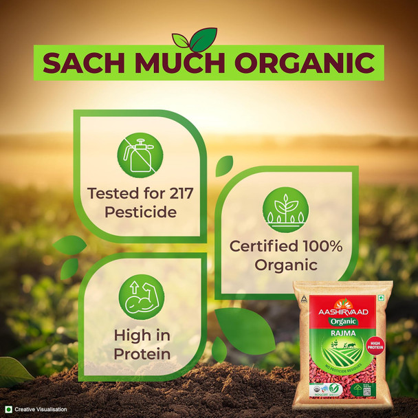 Aashirvaad Organic Rajma|500gm|1.22 lbs