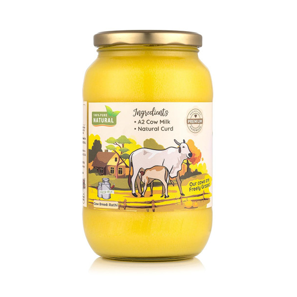 Kasutam A2 Desi Cow Bilona Ghee Made By Traditional Vedic Bilona Method Made In Earthen Pot & Hand Churned Free Grazing Grass Fed Cow Ghee Immunity Booster|1 kg|2.43 lbs