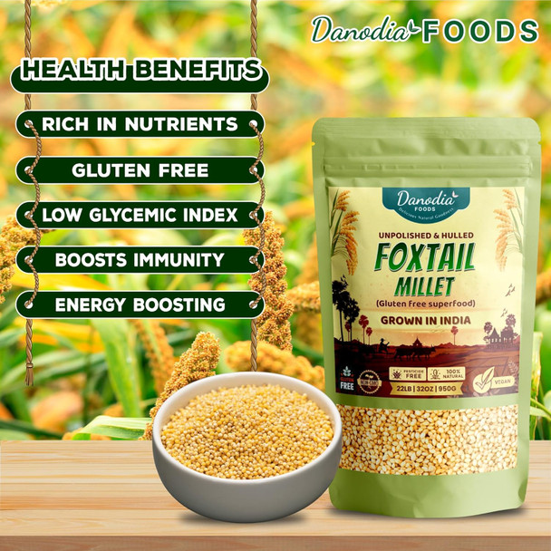 Danodia Foods Organic Foxtail Millet (Hulled, Unpolished)|980 g|2.38 lbs