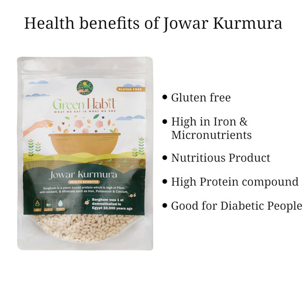 Greenhabit Jowar KURMURA MURMURA aka Jowar Puff for Healthy Breakfast Snack Food (400 gm pack of 1)
